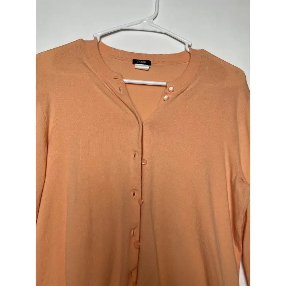 J Crew Cardigan Womens Size Medium Button Up Long Sleeve Sweater Peach Top